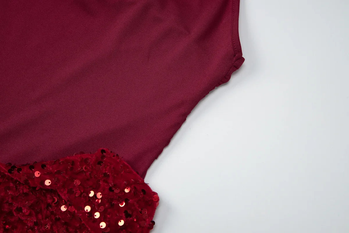 Sequined Halter Backless Mini Dress Black Burgundy Sexy Birthday Party Dresses 2026 Woman Clothing Clubwear