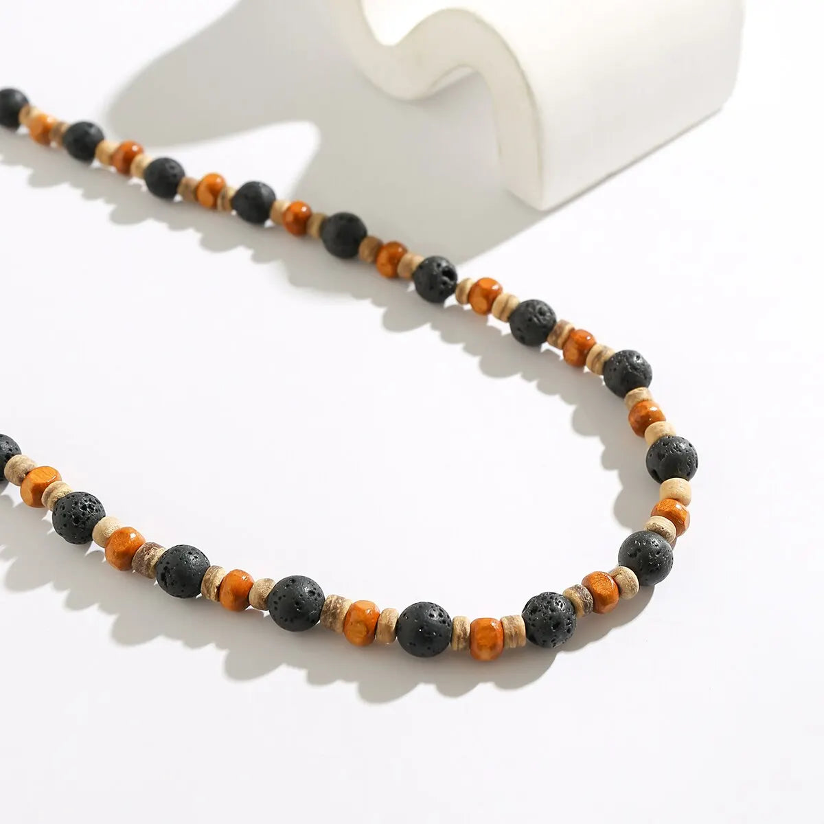 Retro Boho Wood Bead Stone Chain Necklace for Men Punk Simple Short Clavicle Choker Y2K Accessories Fashion Jewelry Gift Party
