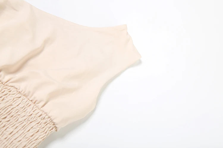 Ruched Elegant 2 Piece Set Women Skew Collar Backless Crop Tops+Metal Buckle Decoration Skirts Matching Solid Outfits