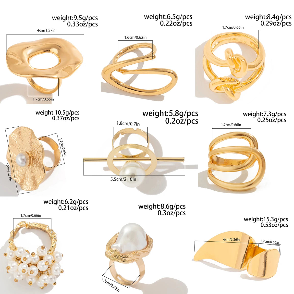 20 Styles Boho Unique Gold Color Petal Flower Rings for Women Punk Geometric Adjustable Rings Couple New Year Jewelry