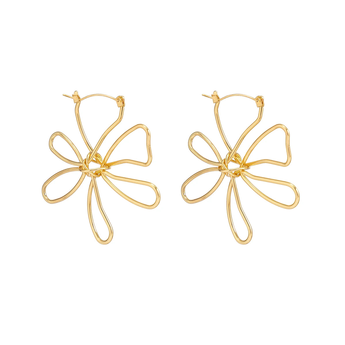 Vintage Hollow Out Metal Flower Leaf Stud Earrings for Women 2023 Trending Geometric Piercing Earrings Jewelry Gifts