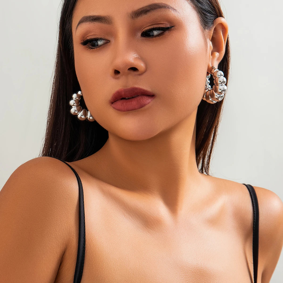 High Quality Vintage Punk Geometric Circle Hoop Earrings for Women Trendy Goth Exquisite C Shape Piercing Earring Y2K Jewelry