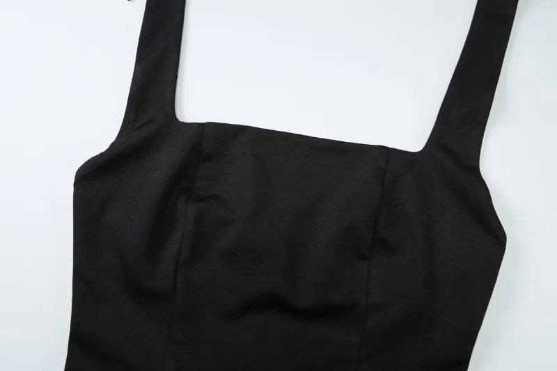 Square Neck Backless Fishtail Maxi Dress Elegant Black Evening Dresses for Woman for Party Wedding Guest