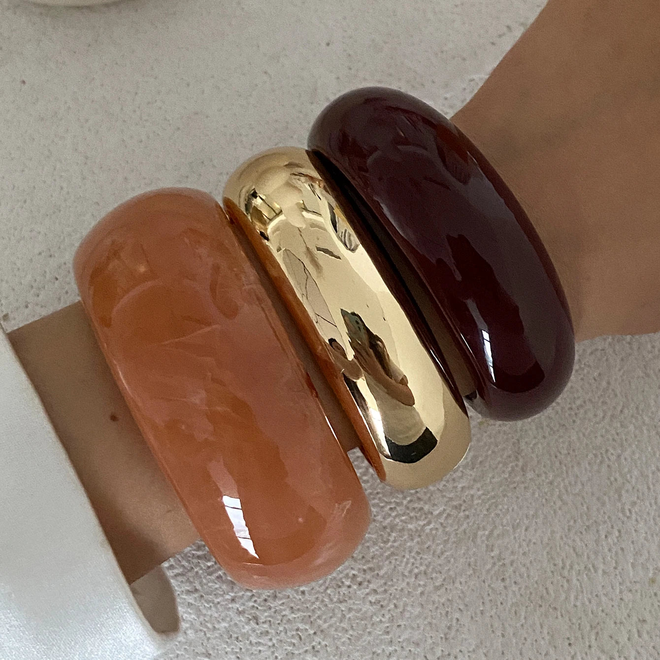 2025 Trendy Irregular Thick Resin Bangle Bracelets for Women Vintage Unique Wide Cuff Bracelet Party Beach Jewelry