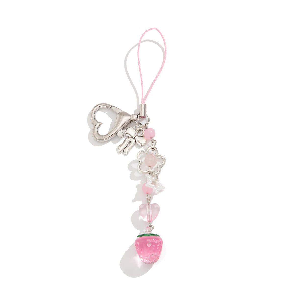 1Pcs Exquisite Sweet Flower Beaded Keychain Cute Colorful Strawberry Bow Tassels Pendant Key Accessories Jewelry Gifts