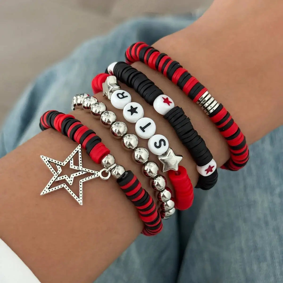 3 Style Creative Punk Acrylic Soft Ceramic Letter Bracelet for Women Men Fashion Unique Versatile Bracelet Set Jewelry Gift
