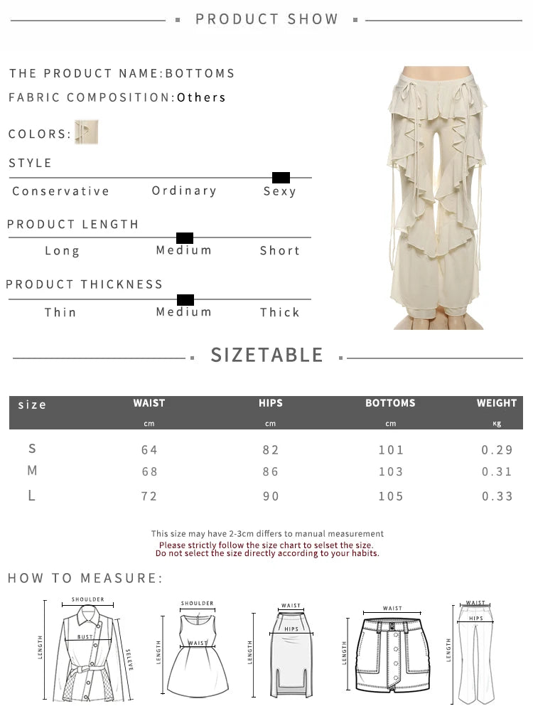 Irregular Tierred Flare Pants Women Y2K Patchwork See Through Summer Hipster Wild Basic Street Trend Classic Trousers