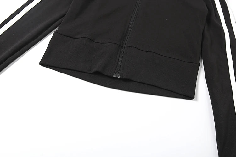 Zip Jacket Women Stripe Stretch Skinny Autumn Trend Sporty Simple Hottie Classic Streetwear Y2K Casual Hipster Coat