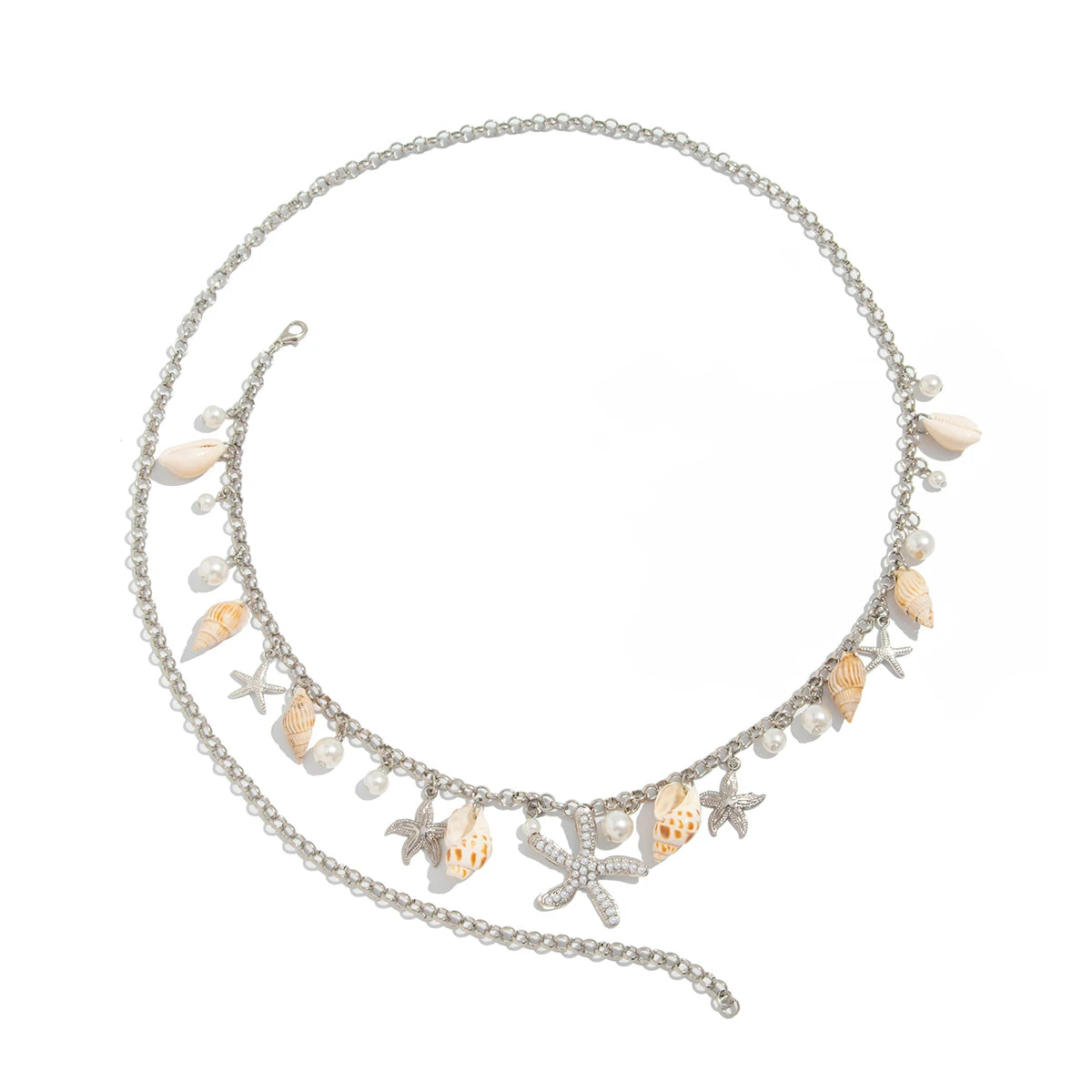 Bohemian Starfish Conch Imitation Pearls Waist Chain Women 2025 Fashion Summer Beach Vacation Sexy Bikini Body Jewelry