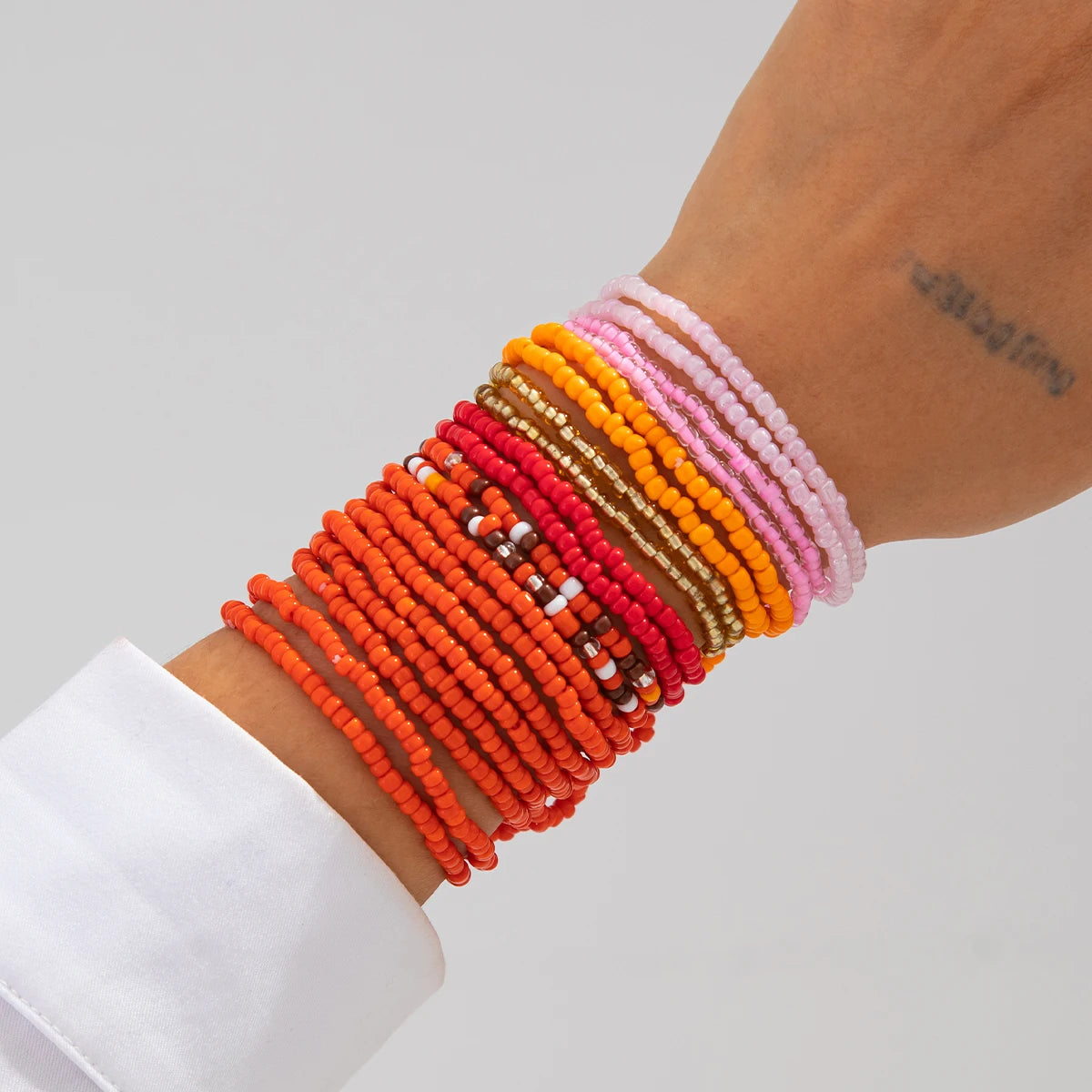 20Pcs/Set Boho Colorful Seed Beads Chain Bracelets Anklet for Women Summer Beach 2025 New Fashion Y2K Kpop Jewelry Gift