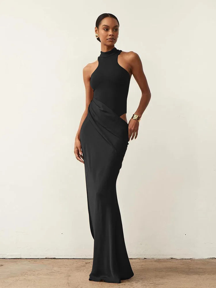 Women Sexy Party Club Evening Bodycon Sleeveless Long Dress Backless Soild Color Elegant Summer Dress