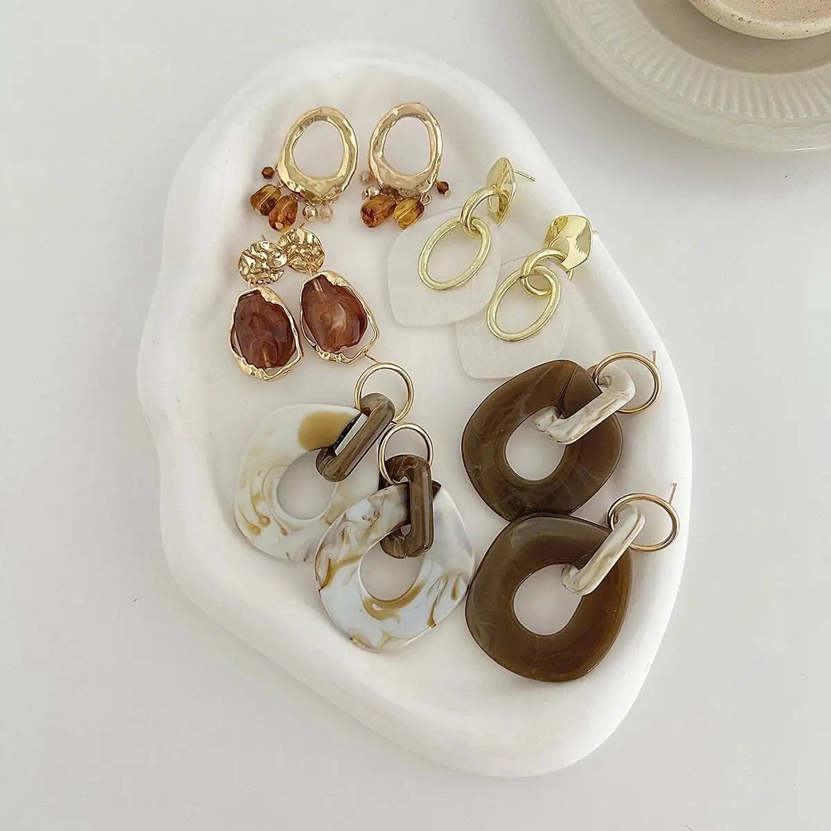 5 Styles Creative Irregular Acrylic Square Drop Earrings Set for Women Elegant Vintage Piercing Earrings Party Jewelry