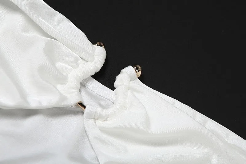Strapless Hollow Fishtail Maxi Dress with Scarf White Evening Gown Elegant Dresses for Woman for Party