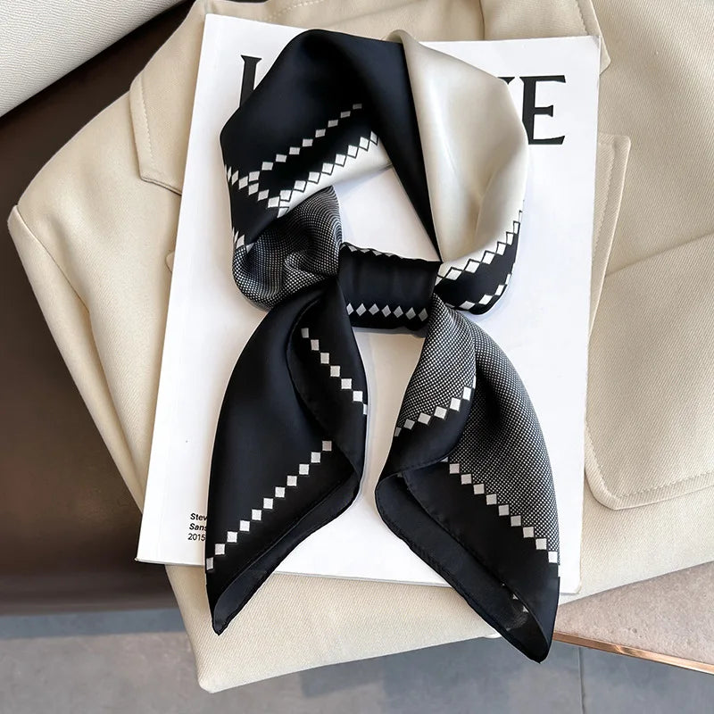 Luxury 70cm Silk Square Scarf Women Print Satin Neck Tie Female Hair Wrist Bandana Headkerchief Shawl Wrap Hijab Echarpe
