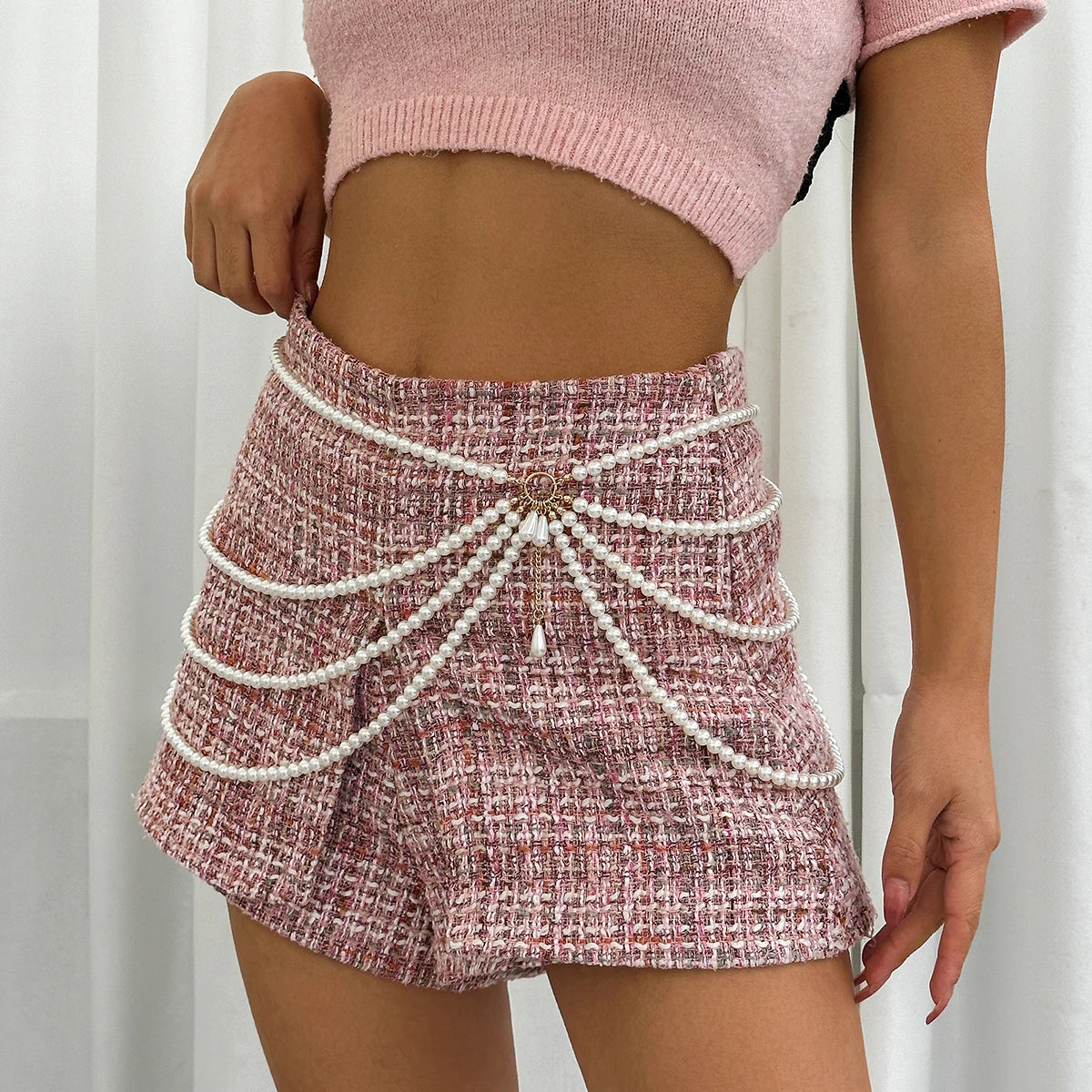 Luxury Imitation Pearl Waist Belly Belt Chain for Women Summer Bikinis Hip Hop Jeans Dress Waistband Body Jewelry