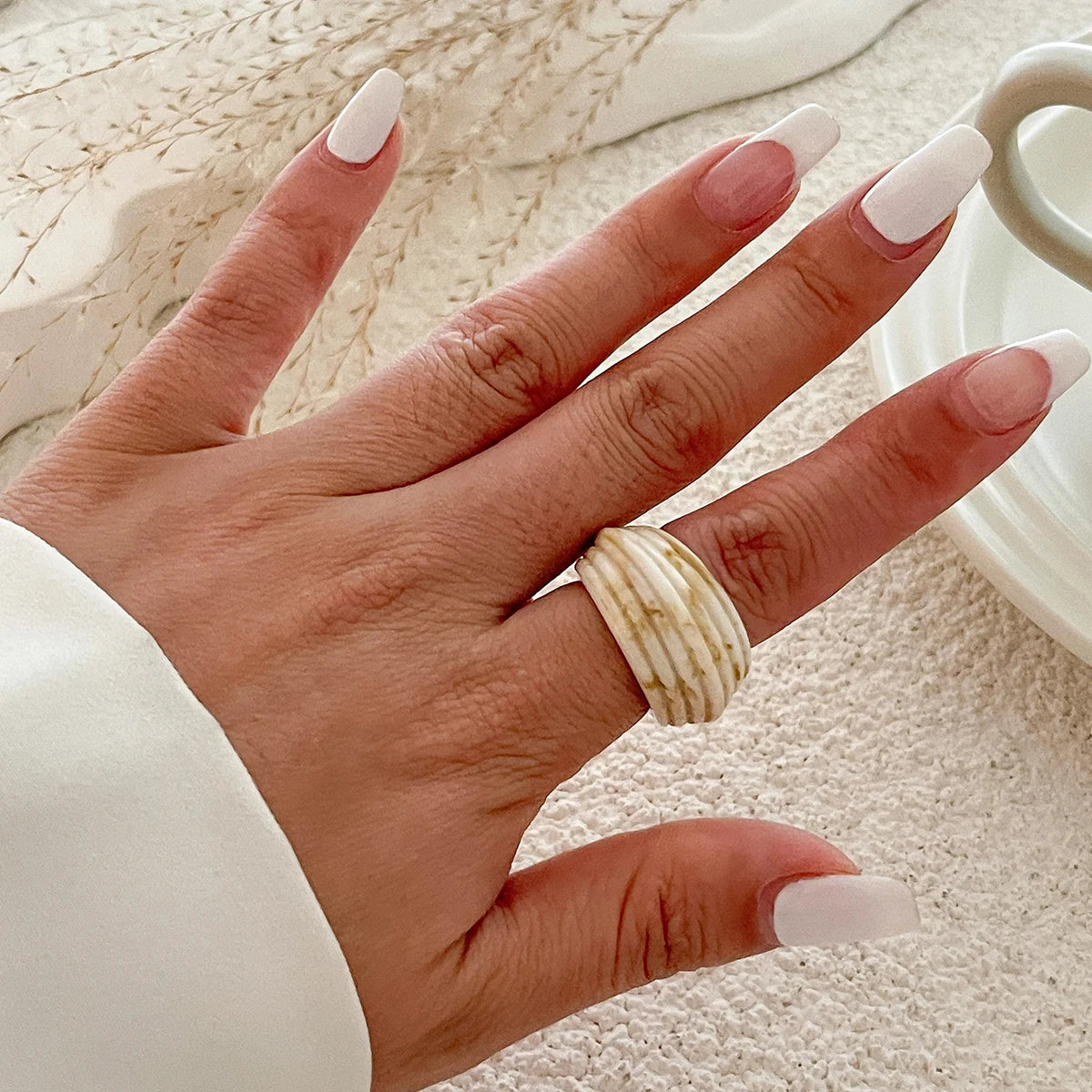 Creative Resin Acrylic Rings for Women Fashion Statement Bohemian Geometric Couple Ring Y2K Wed Engaged Jewelry Gift