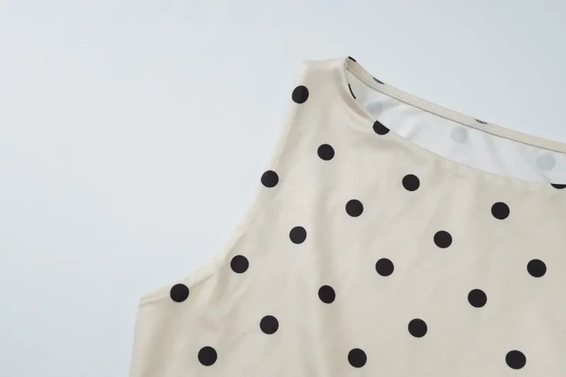 Fashion Polka Dot Print Tank Tops for Woman Clothing Crew Neck Sleeveless Top