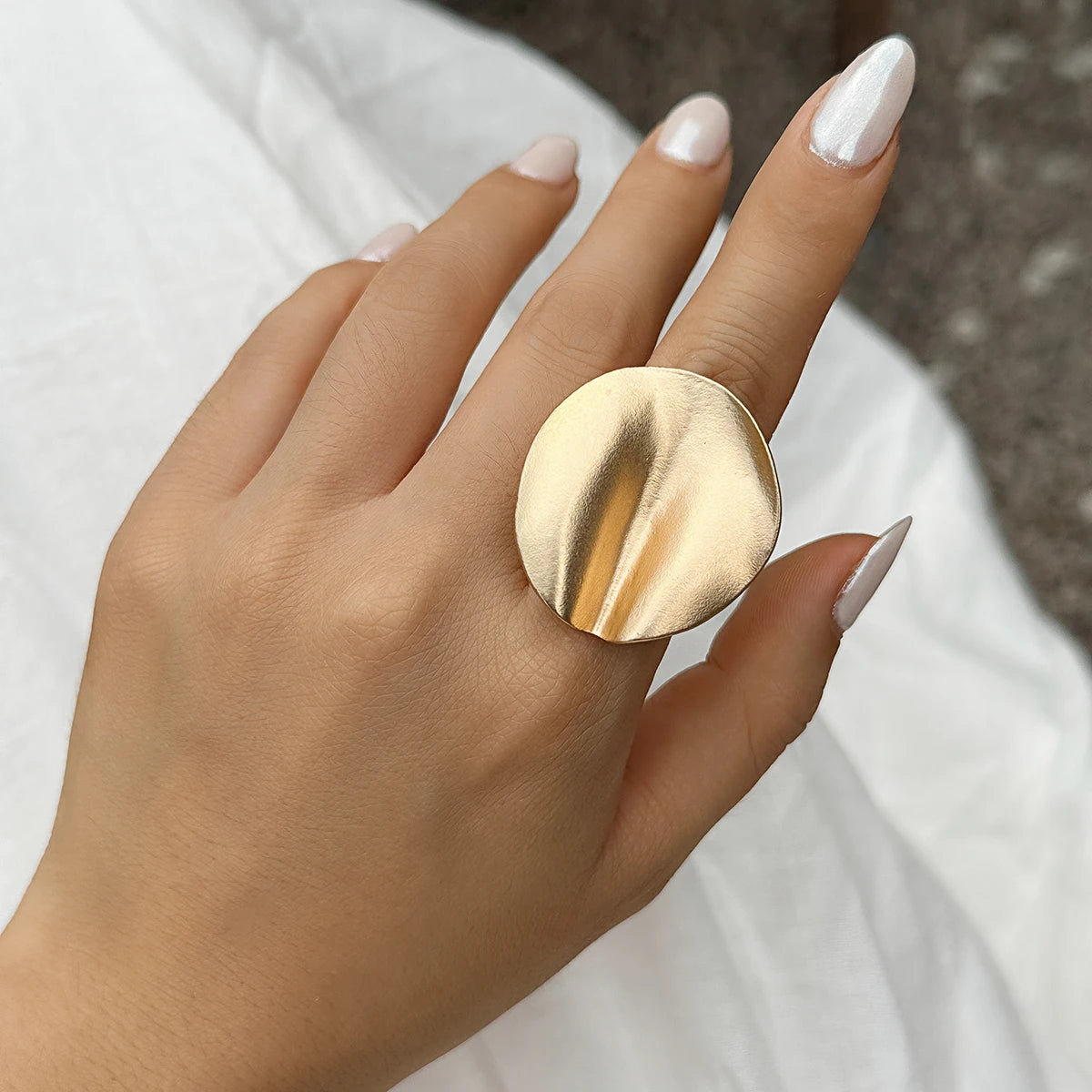 2Pcs Unique Irregular Geometric Open Rings Set for Women Punk Gold Color Adjustable Finger Ring Couple Wed Accessories