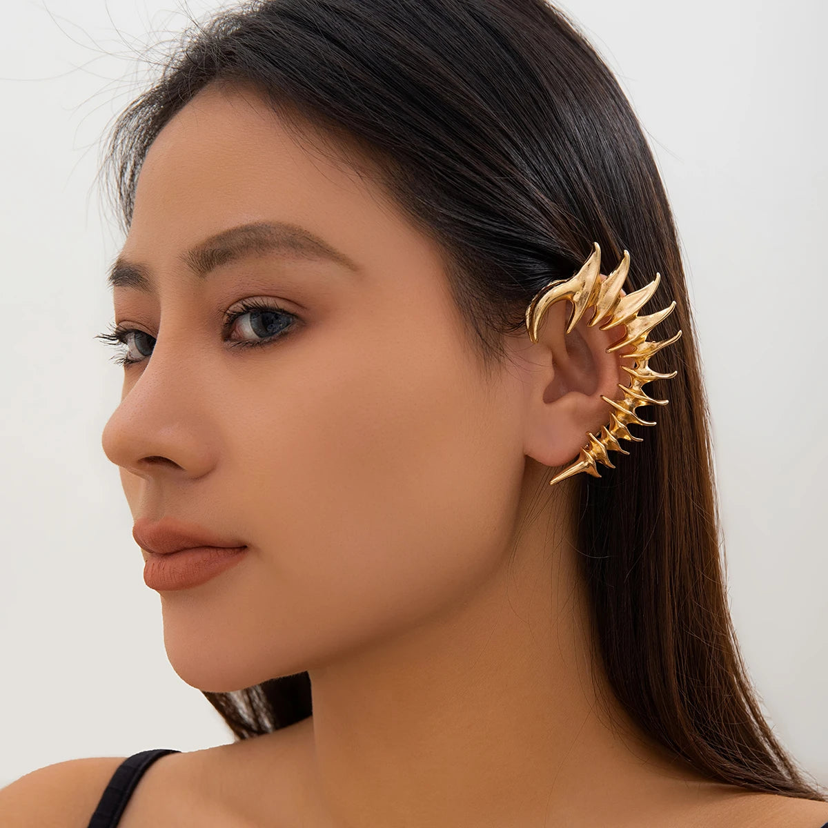 1PC Unique Left Ear Spine Bone Clip Earrings for Women No Piercing Fake Cartilage Geometric Clips Jewelry Accessories