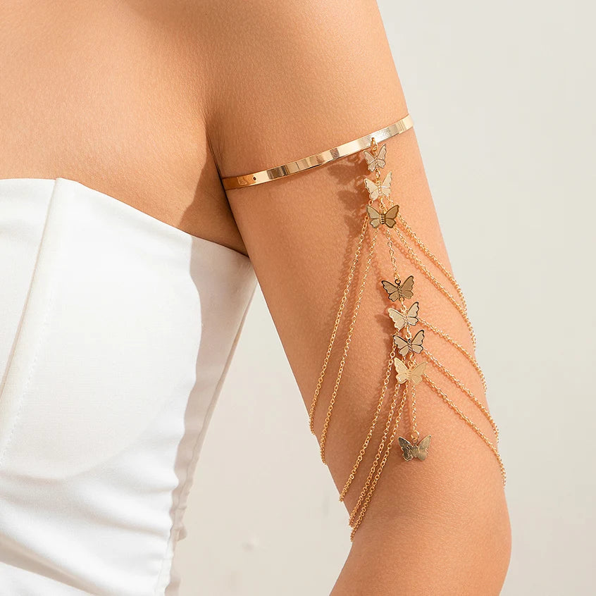 17 Styles Boho Crystal Pendant Cuff Open Bangles for Women Wed Bridal Goth Tassel Link Arm Bracelets Party Jewelry Gift