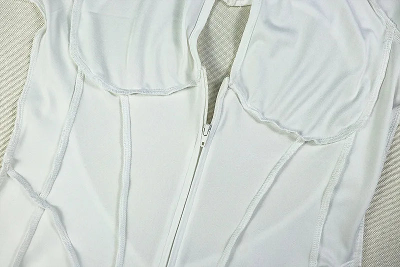 Casual Sporty Jumpsuits Women Zip Low-Neck Backless Full Sleeve Skinny Peach Hip High Street Style Solid Overalls