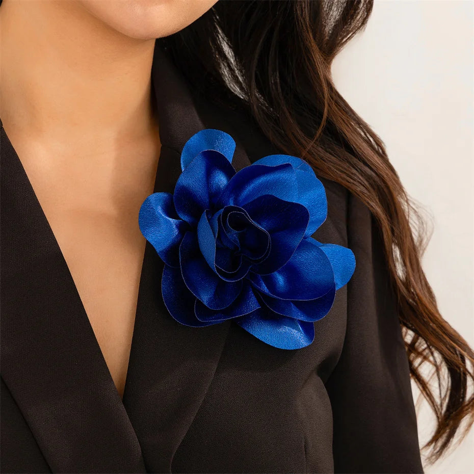 17CM Exaggerate Handmade Large Satin Flower Brooch for Women Wed Bridal Elegant Broochs Party Jewelry Accessories Gift