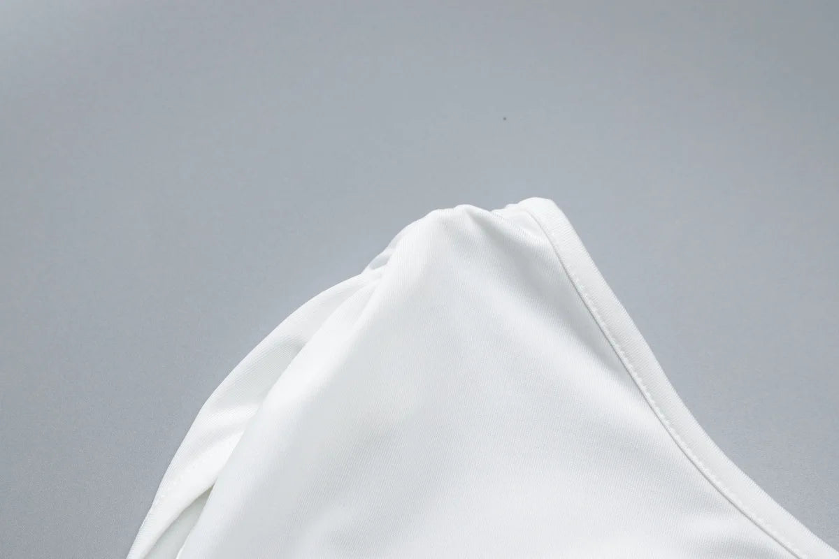 White 2 Piece Lace-up One Shoulder Top Knee Length Pant Coord Sets Women Clothing Elegant Summer Outfits 2024