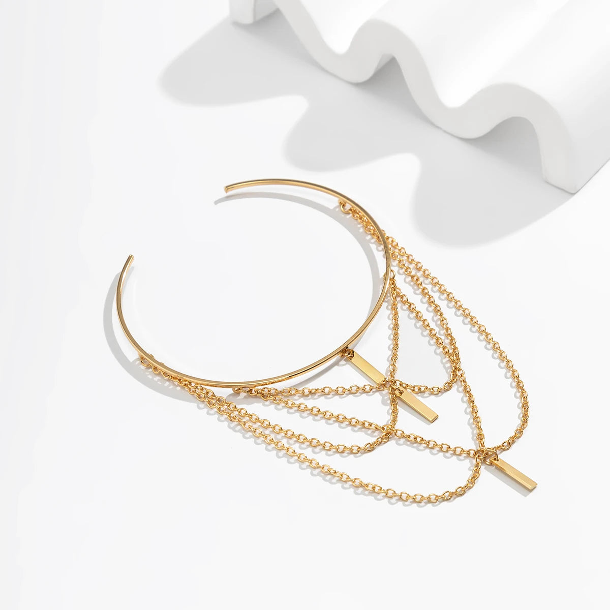 Vintage Multilayer Stick Tassel Pendant Upper Armband Cuff Open Bangles for Women Long Chain Arm Body Bracelet Jewelry