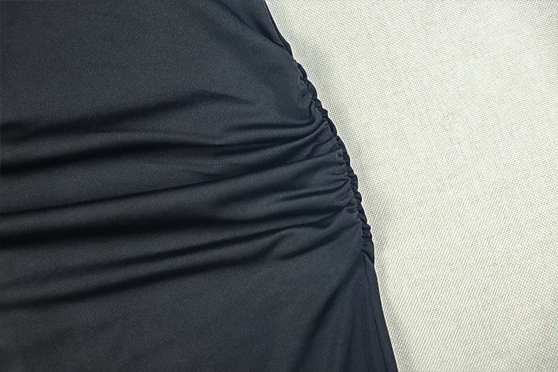 Ruched Elegant Maxi Dress Women Lace-Up Halter Skew Collar Backless Sleeveless Gown Midnight Prom Party Long Bodycon