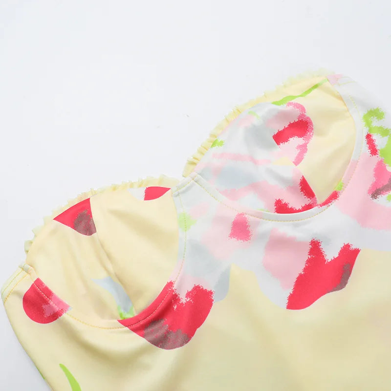 Floral Printed Strapless Backless Mini Dresses Women Summer Tube Dress Sexy Beach Vacation Outfits