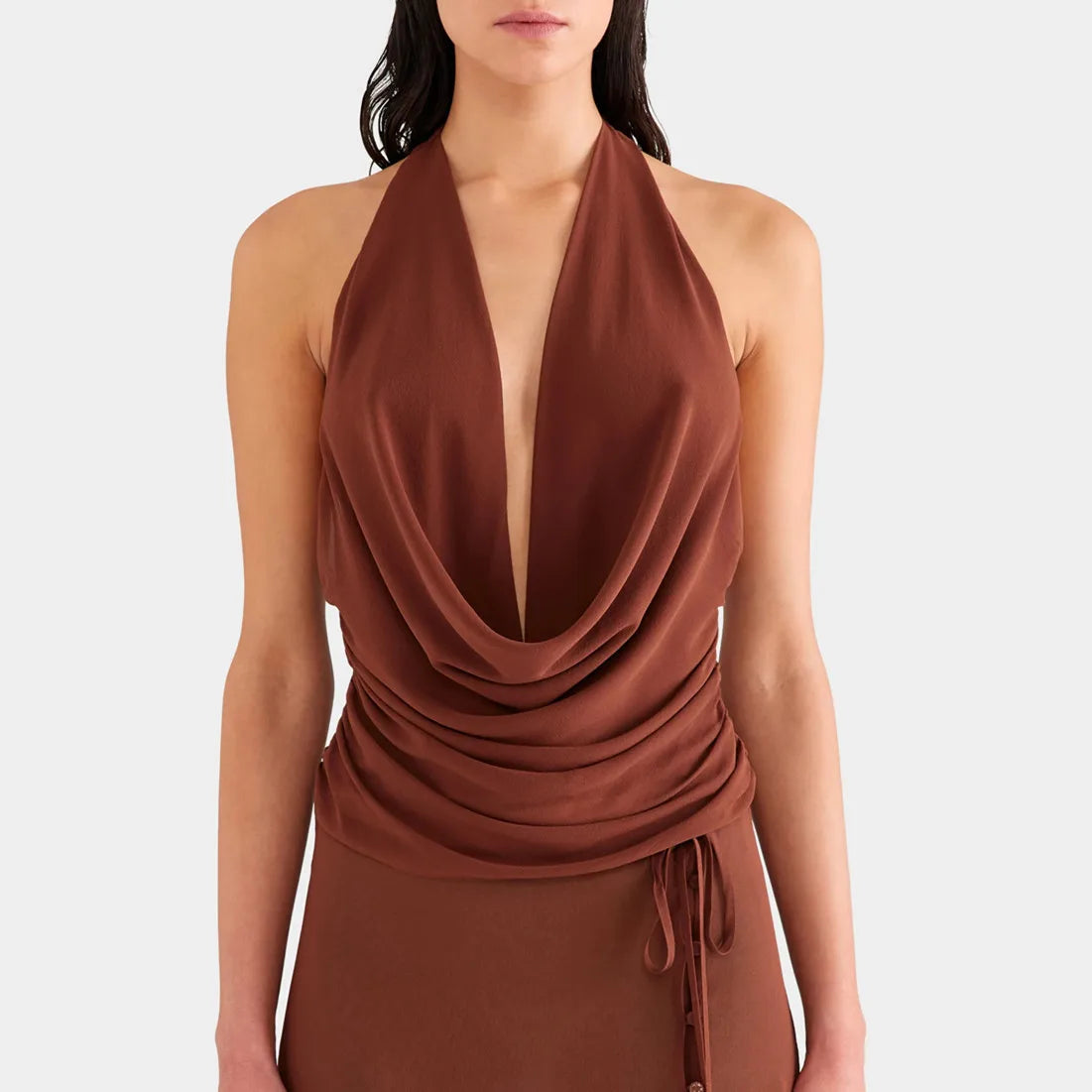 Women Trendy Halter Tops Summer Ruched Cowl Neck Backless Sleeveless Shirts for Streetwear Aesthetic Grunge Clothes