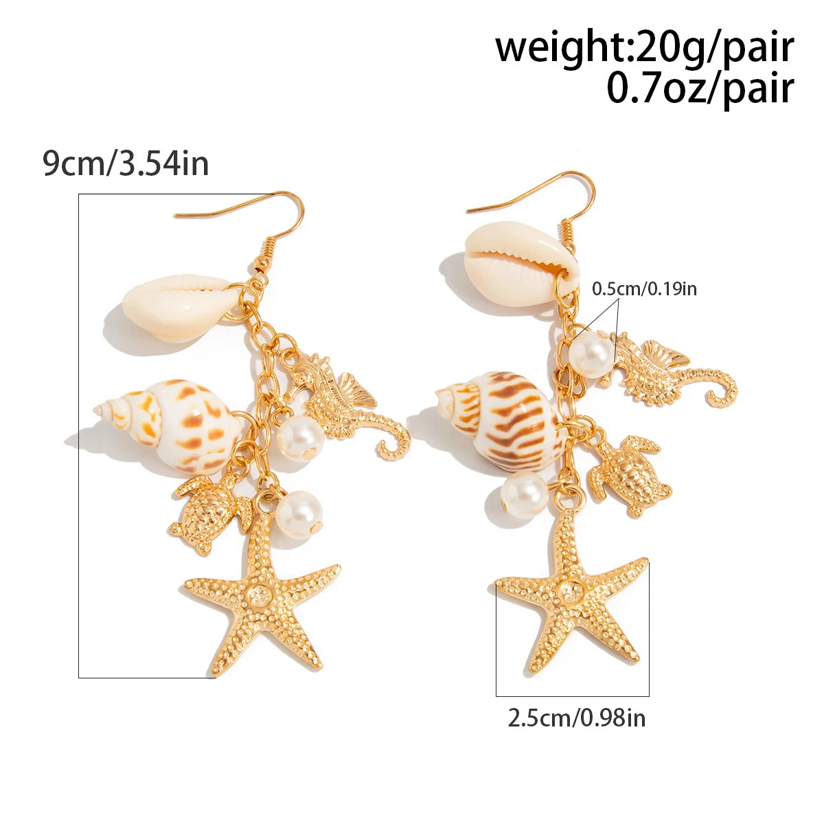 Y2K Boho Starfish Scallop Long Tassels Drop Earrings for Women Summer Beach Piercing Hanging Earrings Wedding Jewelry