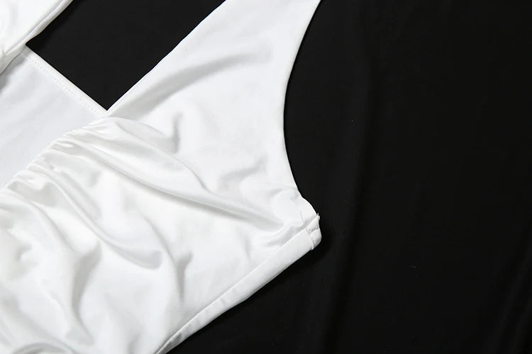 Backless Tassel Dress Women Peach Buttock Pleated Patchwork Solid Halter Sleeveless Midnight Clubwear Party Vestidos