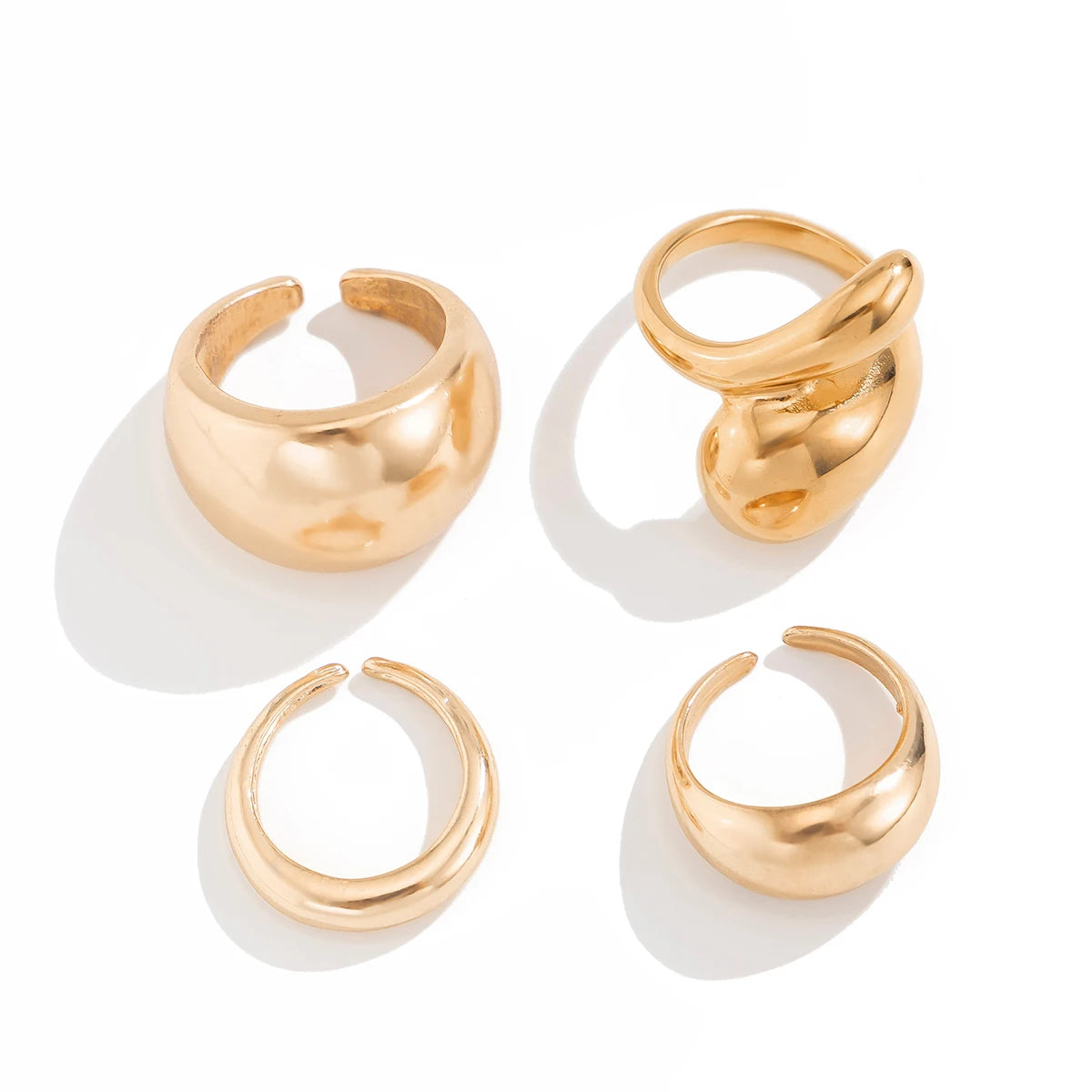 Trendy Exquisite Irregular Geometric Rings Set Women Creative Simple Metal Opening Finger Ring Aesthetics Jewelry Gift