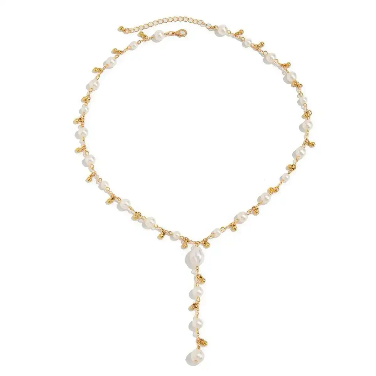 2025 Trendy Elegant Imitation Pearls Choker Necklaces Women Bohemia CCB Beaded Long Y-Shaped Pendant Necklace Jewelry