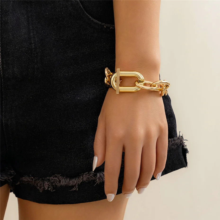Vintage Punk Heavy Metal Big Chunky Chain Necklace for Women Goth OT Buckle Lock Choker Grunge Jewelry Steampunk Men