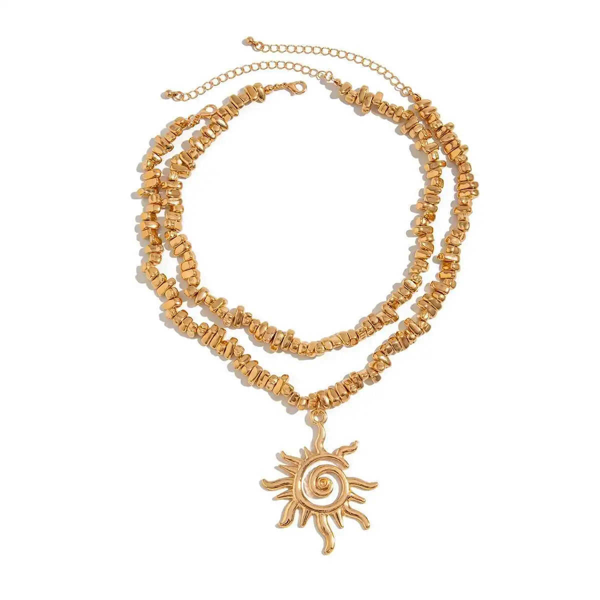 Vintage Plastic Beads Chain Necklace for Women New Trend 2025 Goth Sunflower Pendant Choker Necklace Party Jewelry Gift
