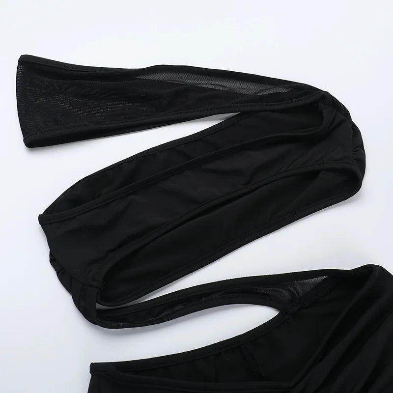 See Through Mesh Patchwork Black Cut Out Wide Leg Jumpsuits Sexy Party Club Outfits Woman One Piece Jumpsuit