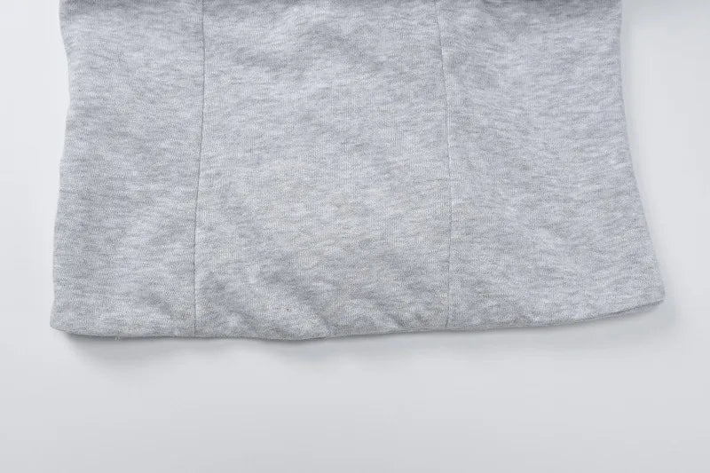 Corset Sweatshirts Woman 2 Piece Set Lace Up Backless Off Shoulder Long Sleeve Top and Shorts Tracksuits Y2k