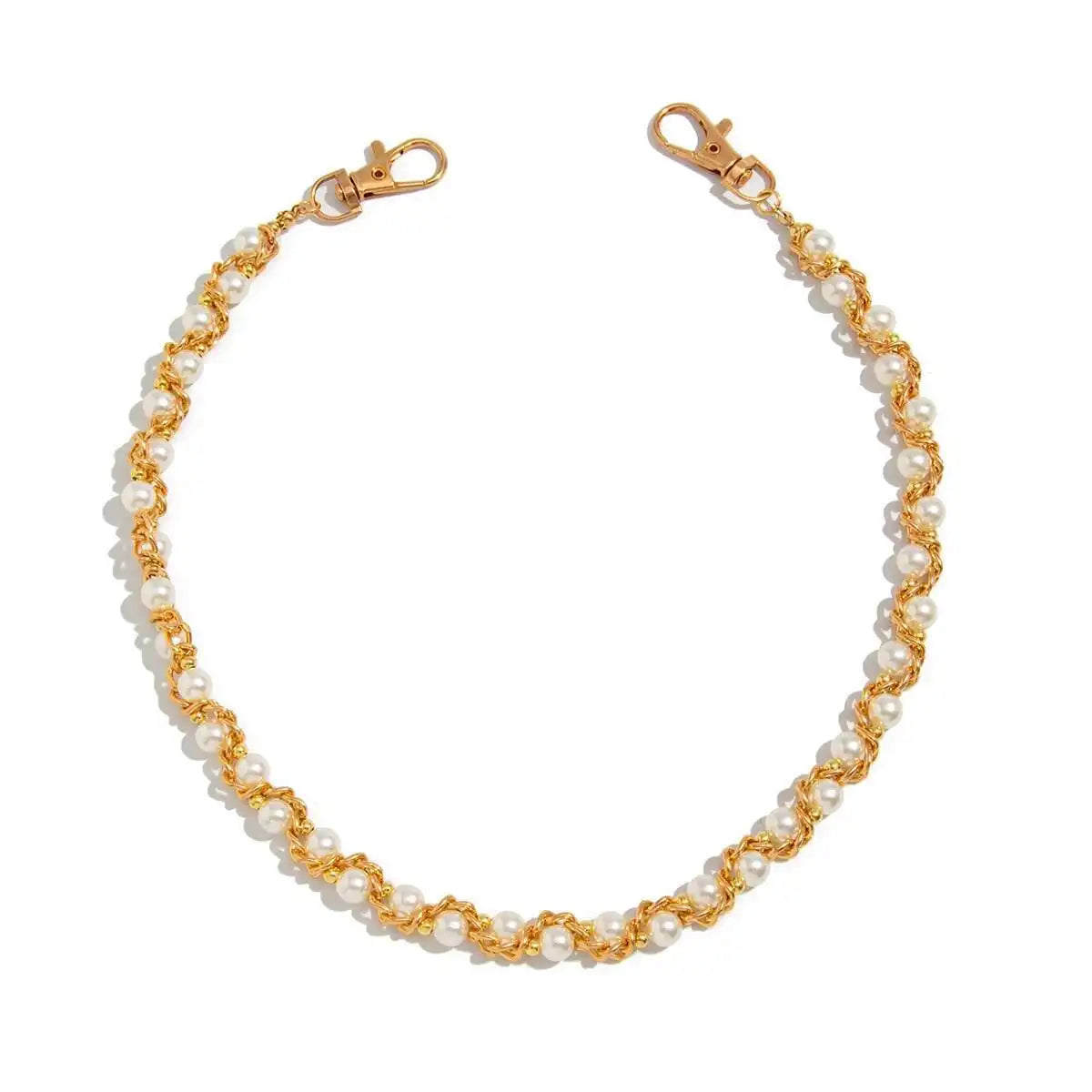 Punk Imitation Pearl Trousers Hipster Pant Jean Keychain Ring Clip for Men Tassel Bag Handbag Chain Women Jewelry Gift