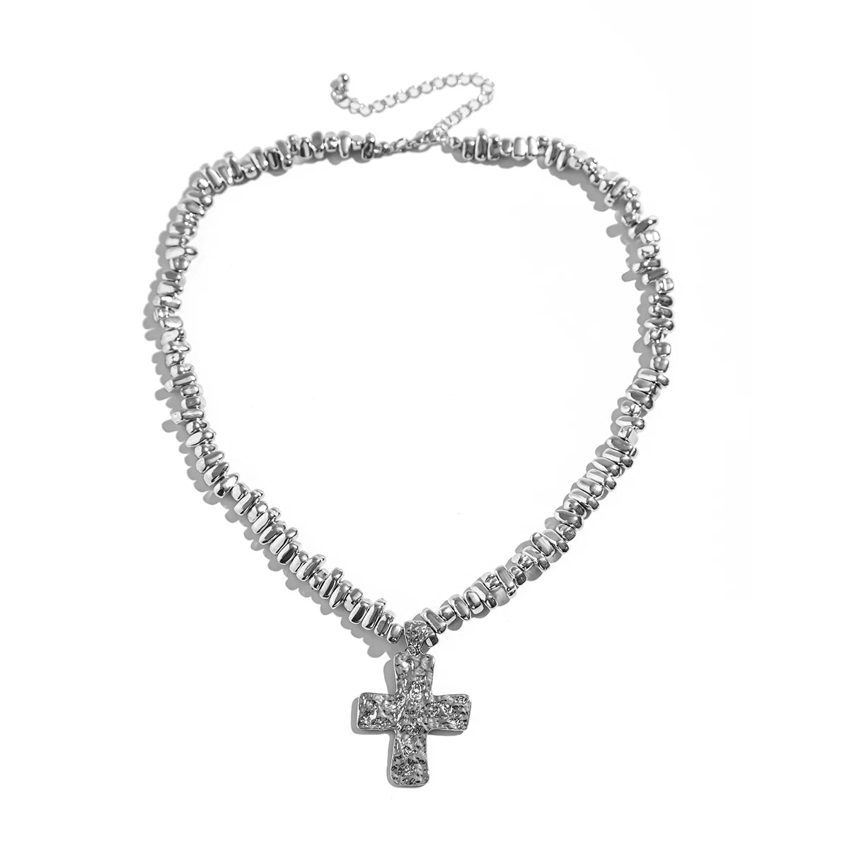 2Pcs/Set Creative Irregular CCB Beads Chain for Men Trendy Goth Cross Jesus Pendant Choker Grunge Jewelry Steampunk New