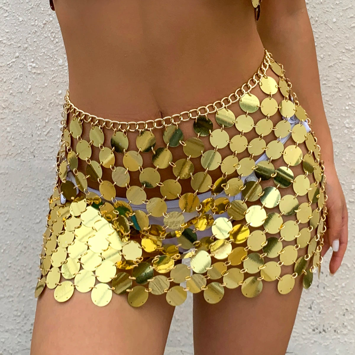 Sexy Acrylic Plastic Sequin Chest Bra Chain Dress Nightclub Party Show Festival Outfit Dance Costume Stage Wear Body Jewelry New