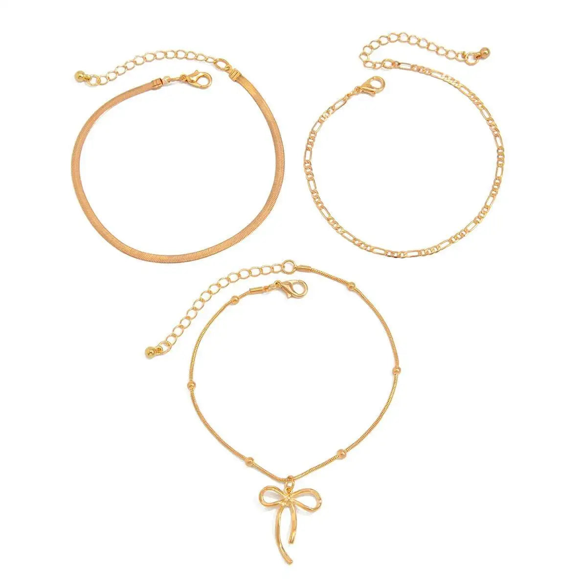 Boho Summer Beach Thin Chain Anklets for Women New Trend Vacation Simple Bowknot Ankle Chains Barefoot Foot Jewelry