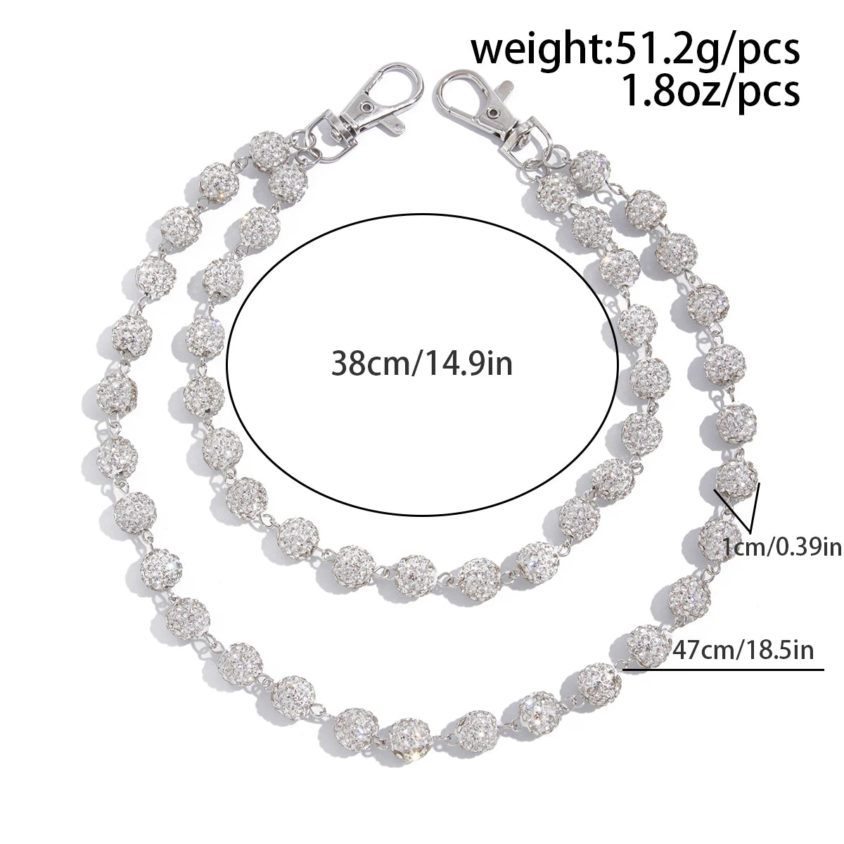 Harajuku Street Rhinestone Keychain Wallet Belt Chain for Men Hip Hop Trousers Hipster Pant Jeans Chain Rock Jewelry