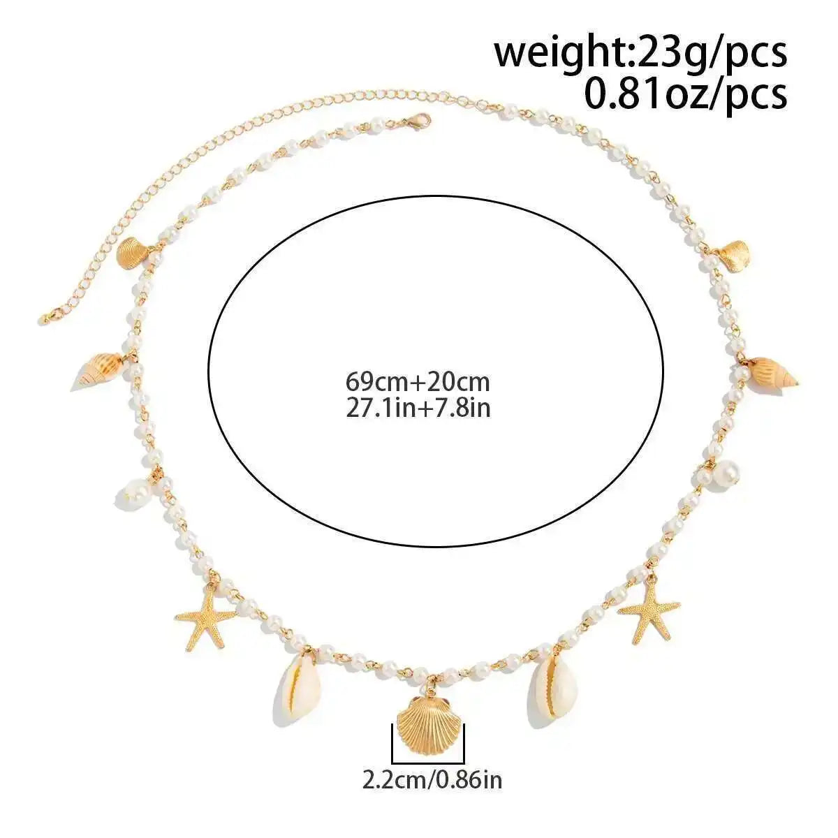 Bohemian Imitation Pearl Starfish Conch Pendant Waist Chain for Women Summer Beach Sexy Bikini Body Chain Charm Jewelry
