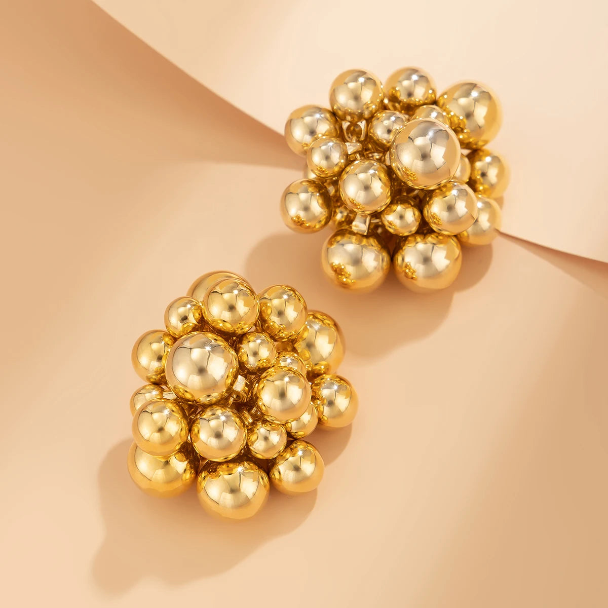 Unique Braided CCB Plastic Ball Bead Stud Earrings for Women Trendy Goth Gold Color Piercing Earring Party Jewelry Gift