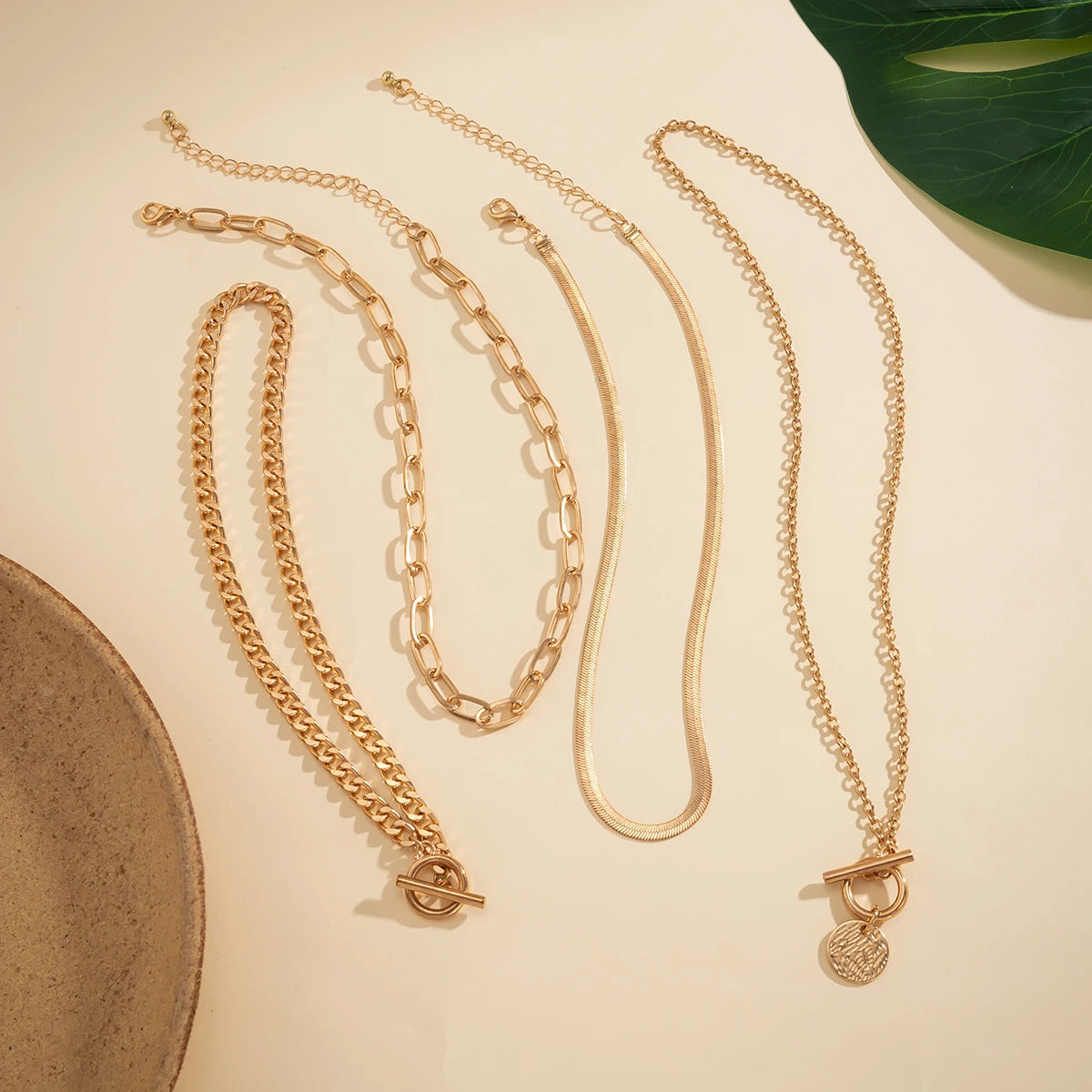 Vintage Multilayer Coin OT Buckle Pendant Choker Necklace for Women Trendy Collar Punk Flat Snake Chain Aesthetic Jewelry Gift