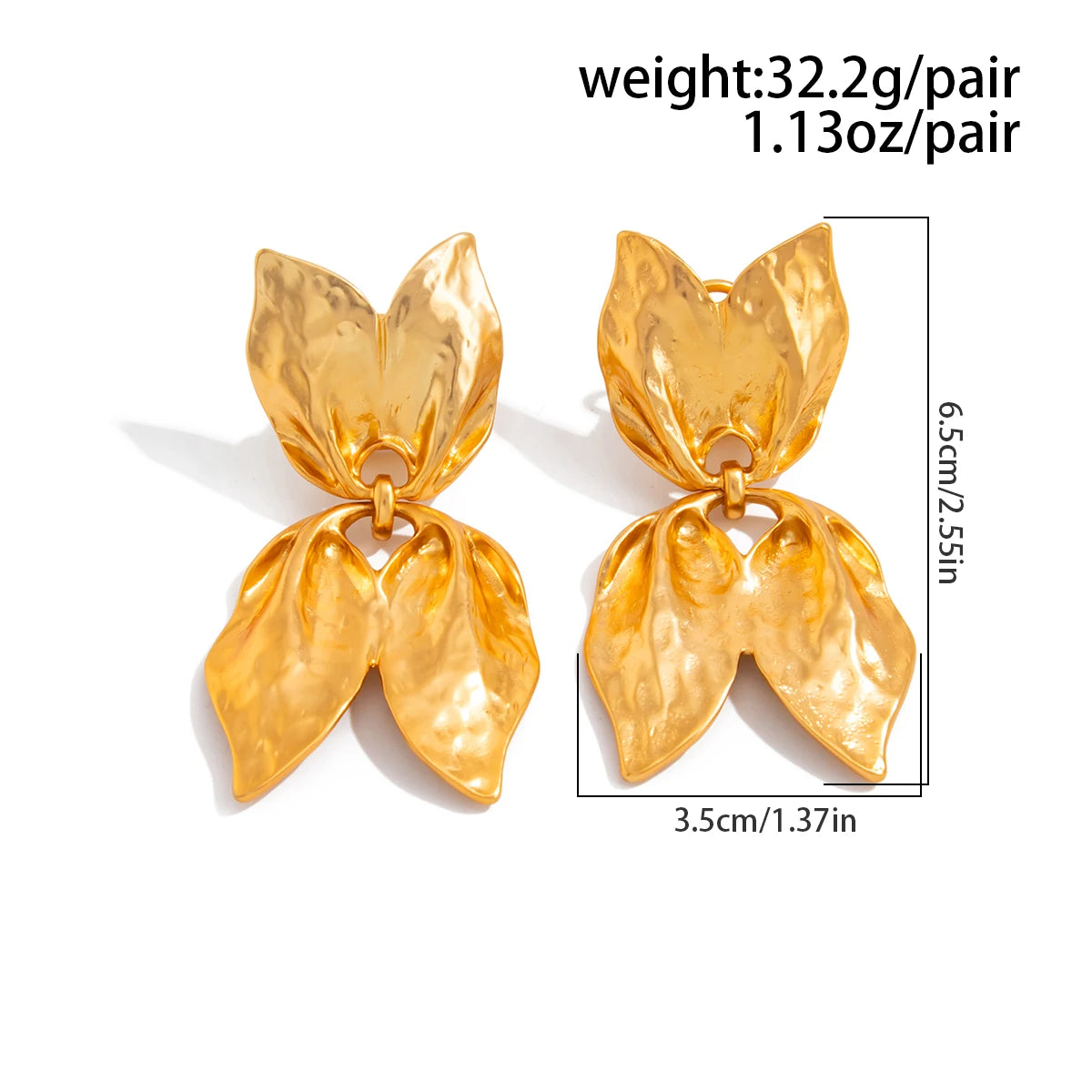 Vintage Textured Leaf Stud Earrings for Women Charm Geometric Piercing Earring Fashion Party Banquet Jewelry Accessorie