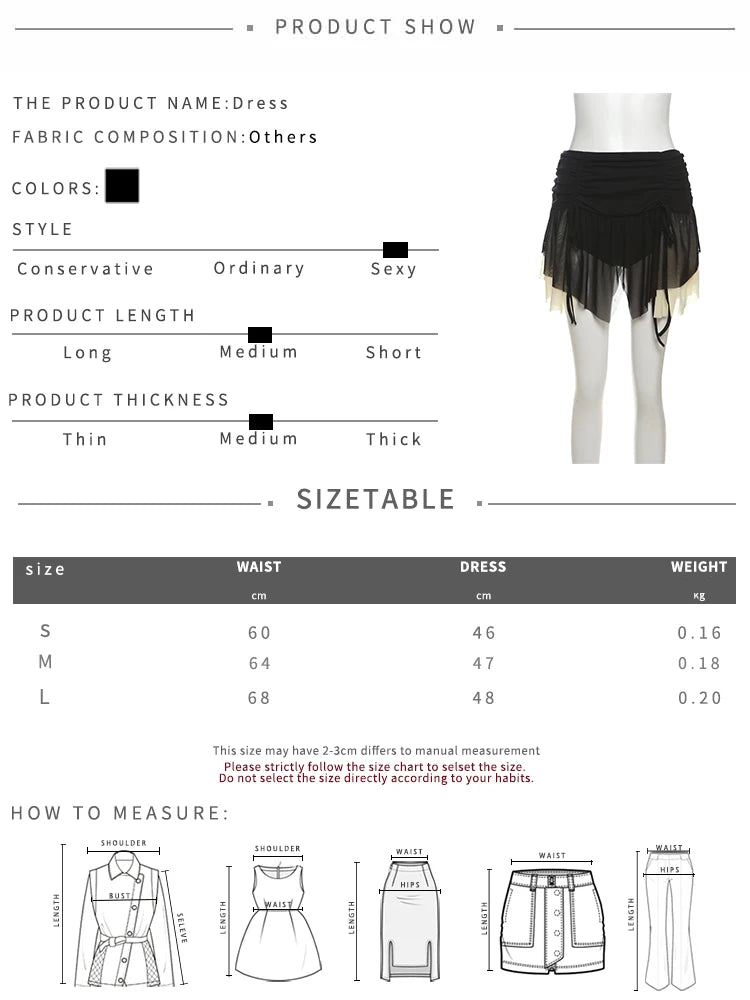 Mesh See Through 2 Piece Set Women Sexy Backless Camisole+Contrast Patchwork Ruched Skirts Hot Girls Wild Style Suits