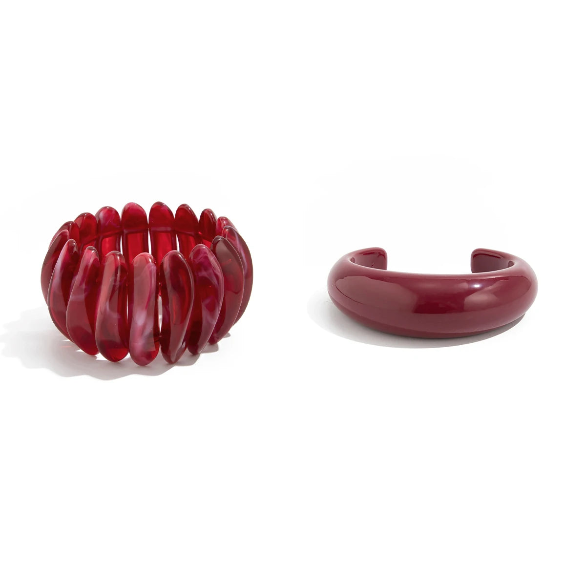 2 Styles Vintage Red Thick Resin Acrylic Bangles for Women on Hand 2025 New Fashion Irregular Arm Bracelet Boho Jewelry